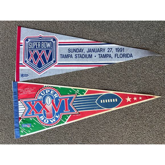 Vintage Superbowl Pennants - Superbowl XXV & XXVI - Picture 1 of 6
